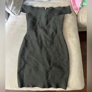 Black off the shoulder mini bandage dress